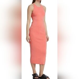 A.L.C. SZ M Tank Midi Racerback Fitted Bodycon Orange Sleeveless Dress